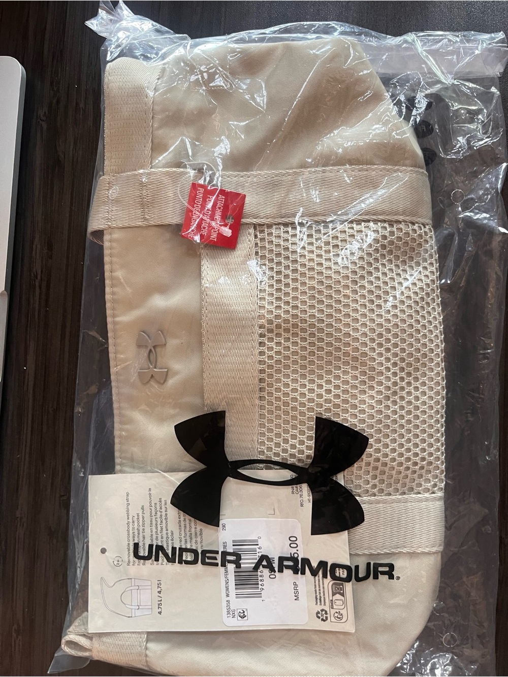 Under Armour Studio 2-in-1 Beige Mesh Tote/crossbody Bag